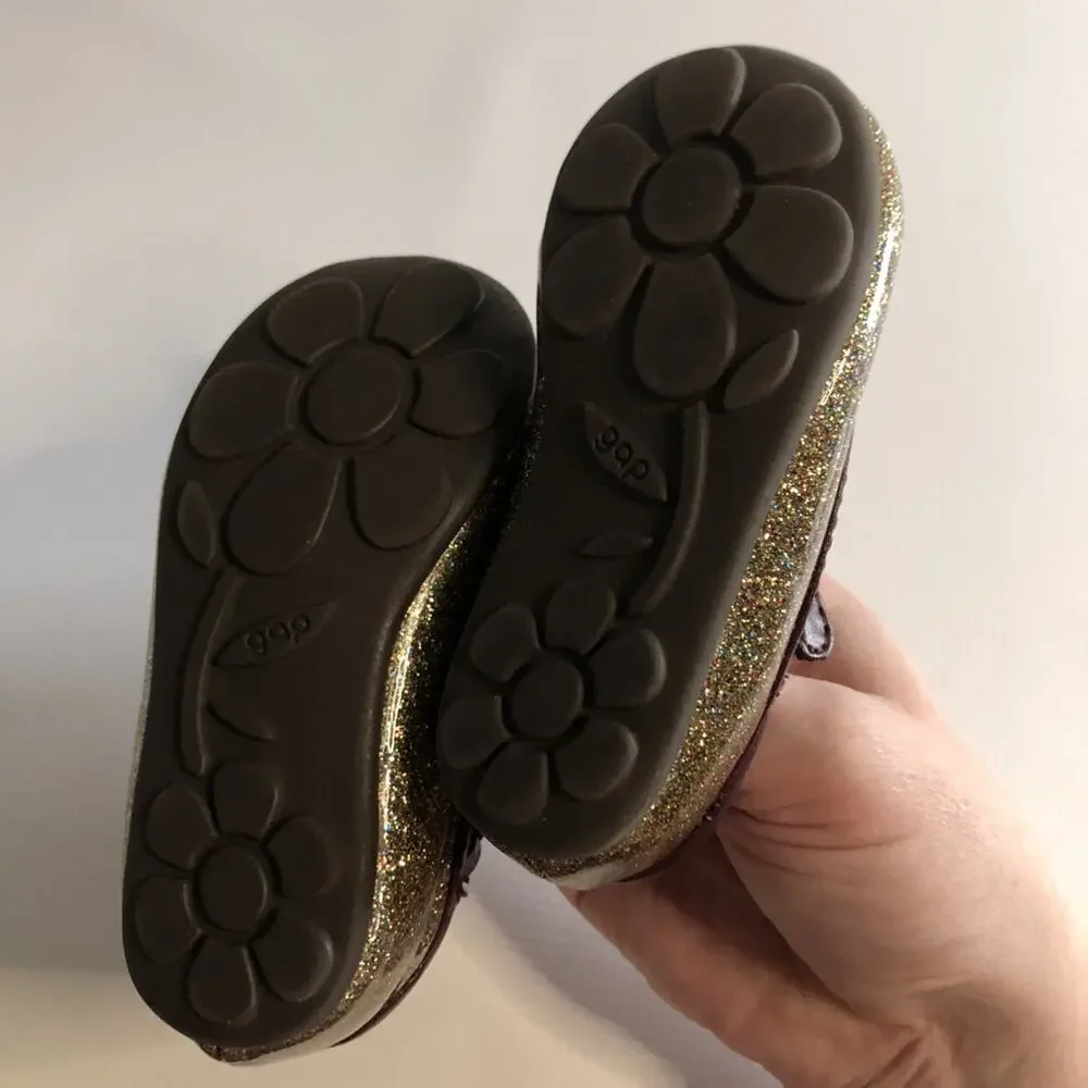 Gap Gold Glitter Mary Jane Flats Size 5